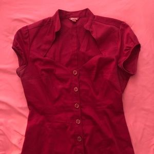 GUESS Red QUEEN ANNE Blouse Size S